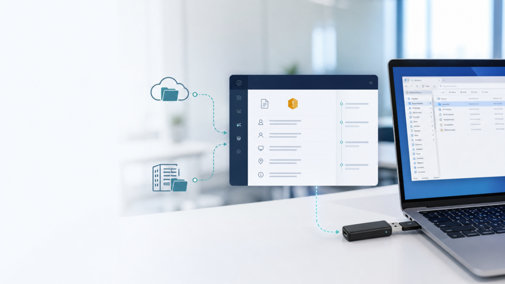 DLP endpoint Windows giám sát USB, cloud sync và network share