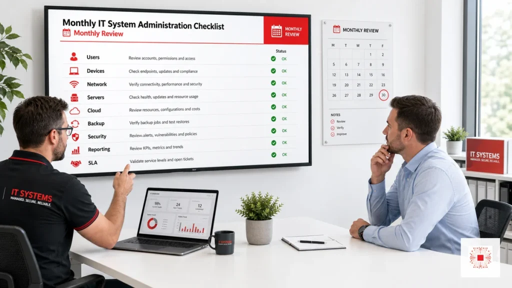 Featured image for monthly IT system administration checklist for SMEs