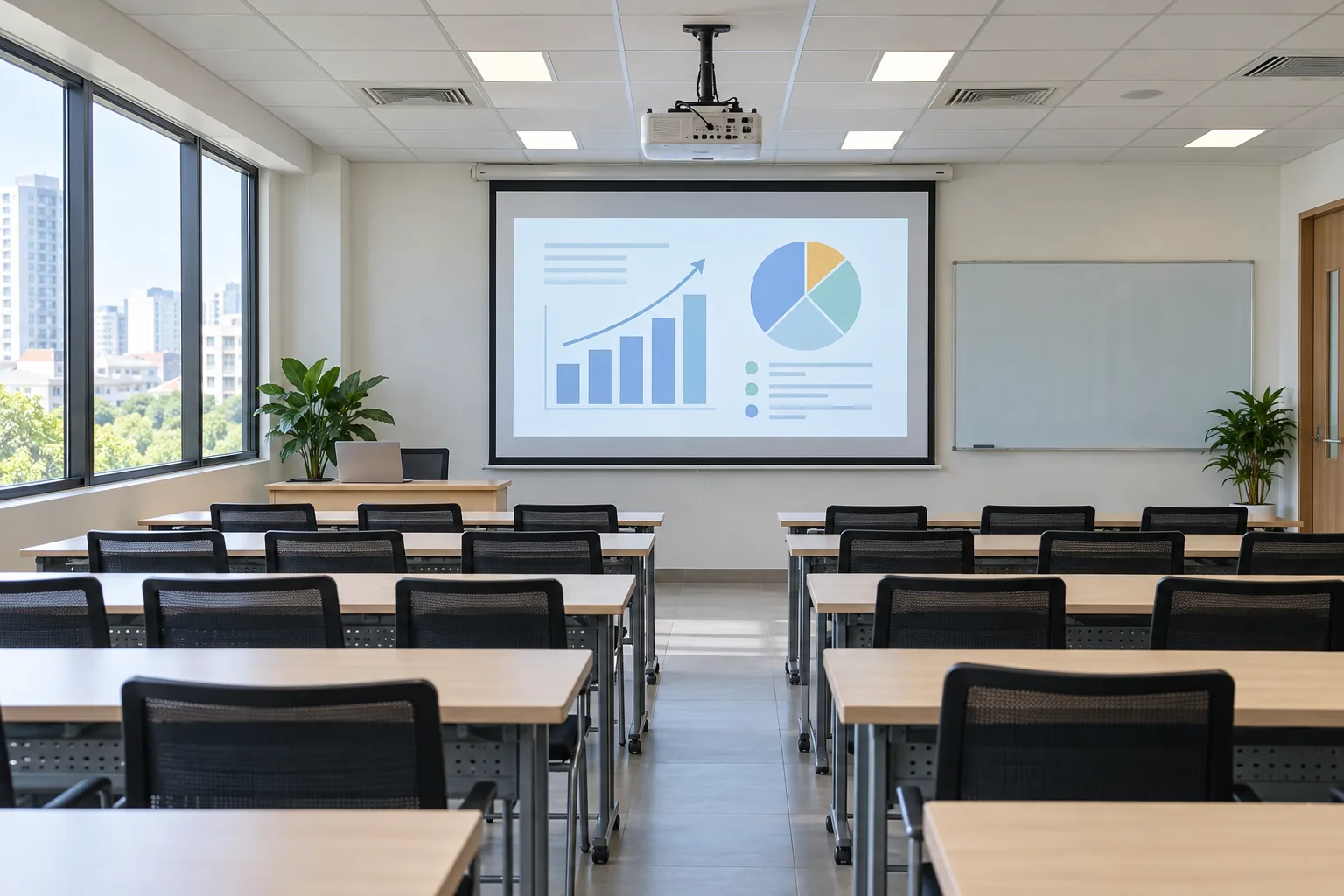 Máy chiếu trong lớp học và phòng đào tạo