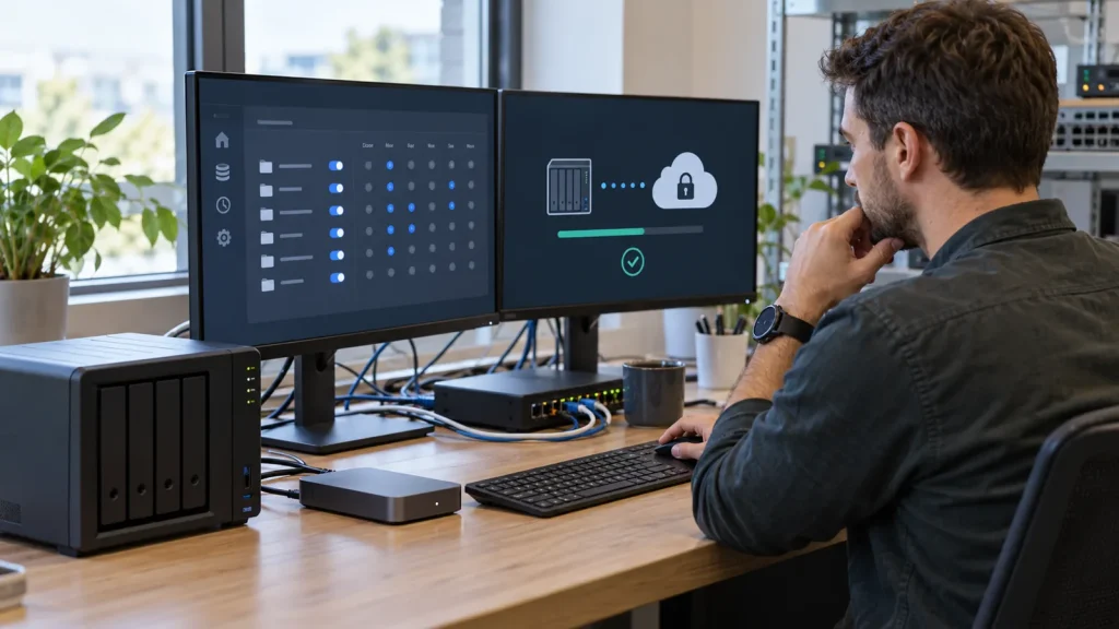 Illustrative Synology workflow image; not a customer deployment.