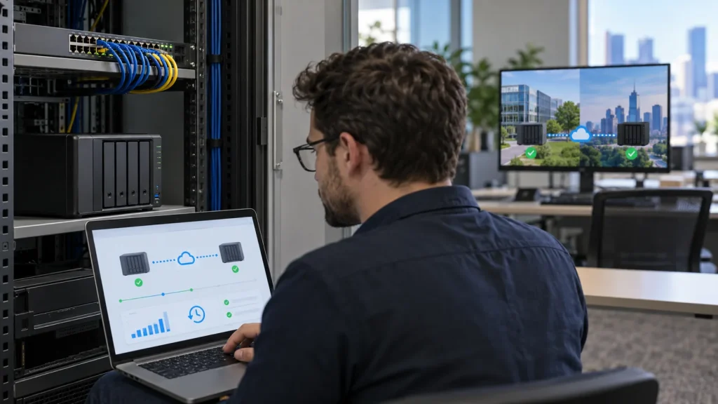 Ảnh minh họa quy trình Synology; không phải hình ảnh dự án khách hàng.